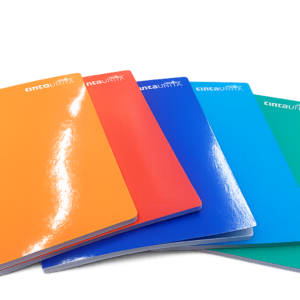 quaderni a4 100 g tinta unita – rigo 4 mm copertina lucida colori assortiti