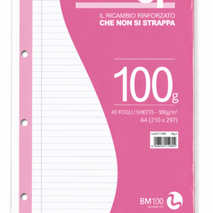 ricambi rinforzati a4 100 g – rigo a 1 2 elementare confezione 10 pz tinta unita (copia)
