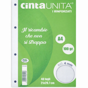ricambi rinforzati a4 100 g – rigo 4 mm senza margini confezione 10 pz tinta unita