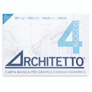 📘 BLOCCO ARCHITETTO – F4 24*33 - Liscio - 220 mg - Carta Bianca per Grafica e Disegno Geometrico