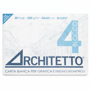 📘 BLOCCO ARCHITETTO – F4 24*33 - Ruvido - 220 mg - Carta Bianca per Grafica e Disegno Geometrico